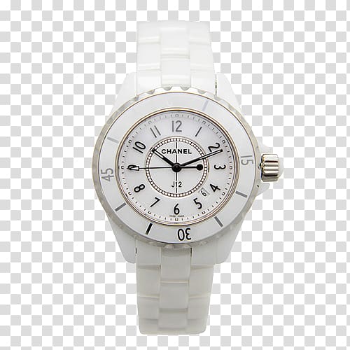 Chanel J12 Watch Ceramic White, Chanel J12 series watches for women transparent background PNG clipart