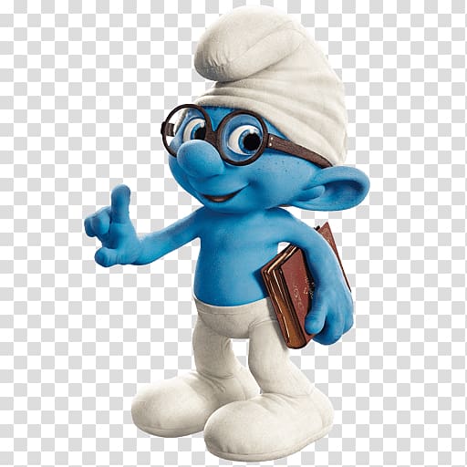 The Smurfs character holding book , Brainy Smurf transparent background PNG clipart