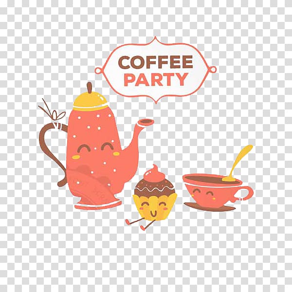 Cartoon Illustration, Anthropomorphic cartoon style coffee transparent background PNG clipart