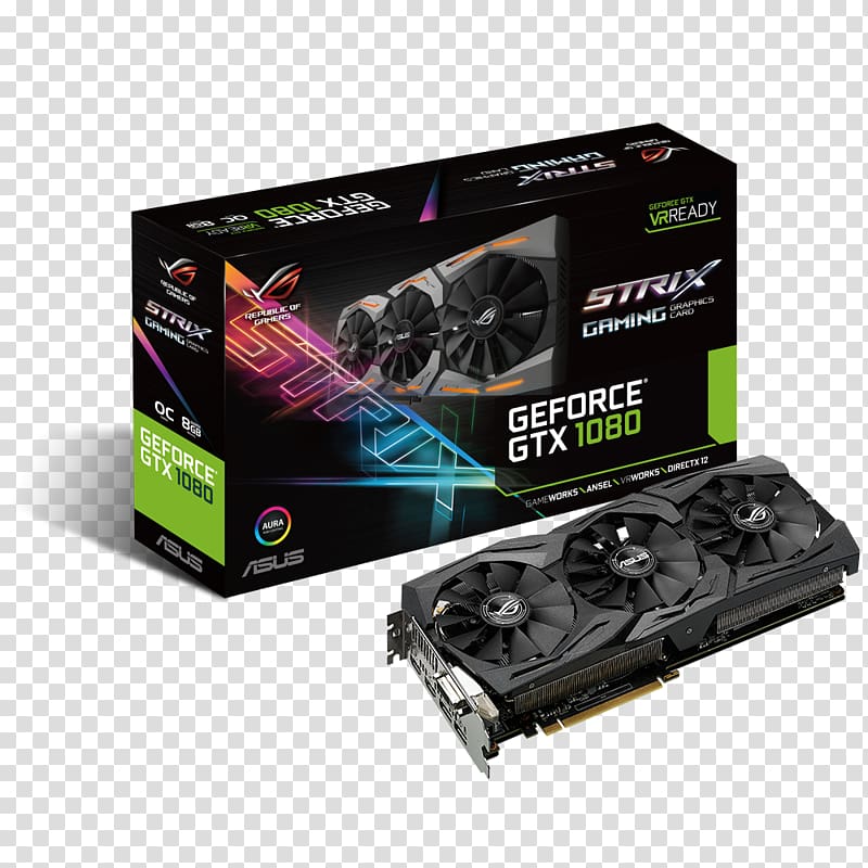 Graphics Cards & Video Adapters NVIDIA GeForce GTX 1070 ASUS GDDR5 SDRAM, Computer transparent background PNG clipart