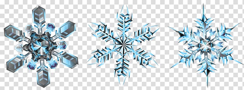 three blue snowflakes, Symmetry, Crystal Snowflakes transparent background PNG clipart