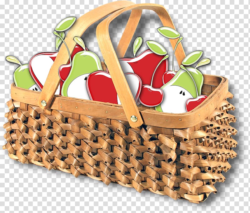 Gift basket Apple, Hand-painted basket of apples transparent background PNG clipart