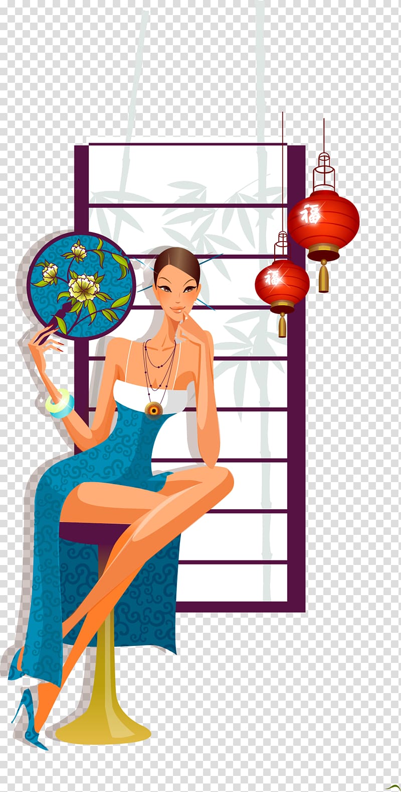 , Take the fan wearing a blue skirt beauty transparent background PNG clipart