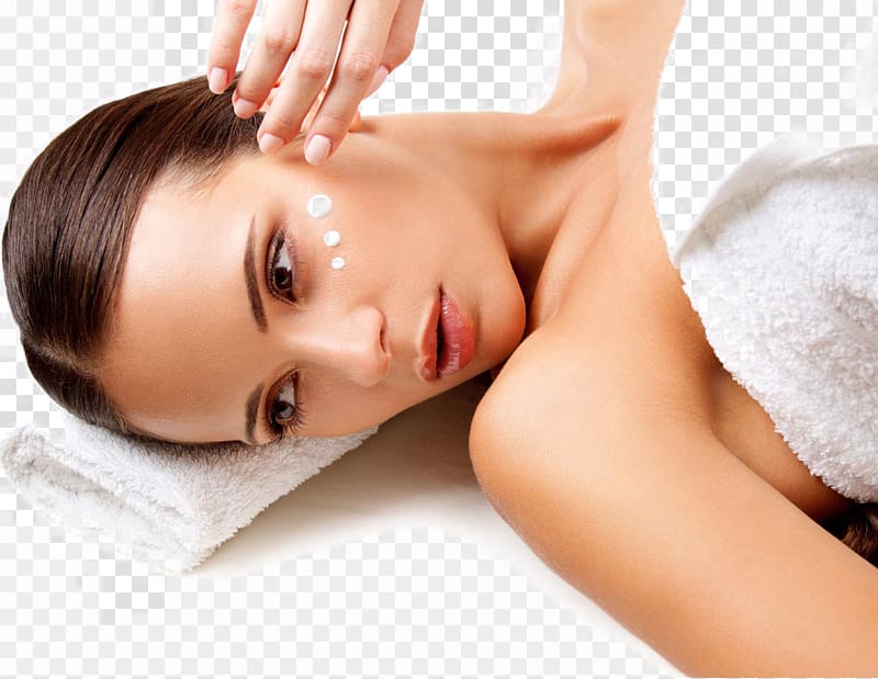 woman with white towel lying down, Lotion Massage Facial Day spa Cosmetics, Do facial massage beauty transparent background PNG clipart