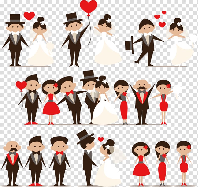 wedded couple graphics illustration, Cartoon Wedding Marriage , The bride and groom cartoon creative transparent background PNG clipart