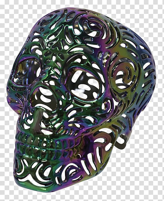 Skull Purple, oil slick transparent background PNG clipart