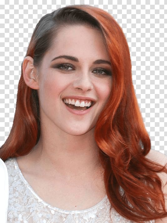 woman wearing white top, Kristen Stewart Red Hair transparent background PNG clipart