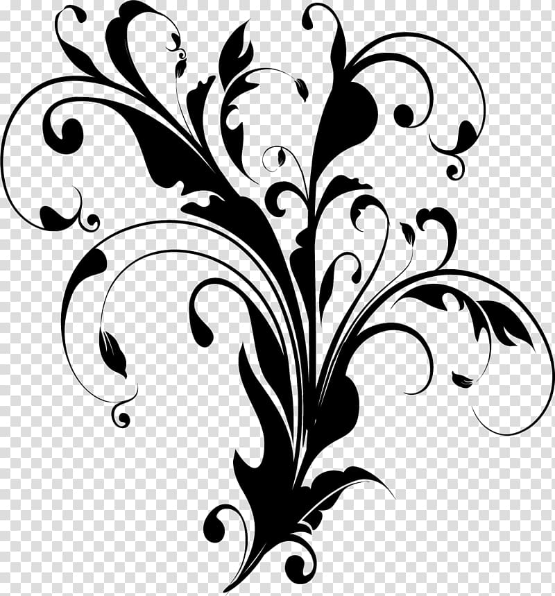 Floral design Monochrome painting Black and white Visual arts, design transparent background PNG clipart