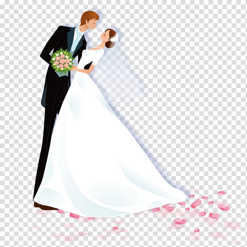 groom and bride art, Wedding Marriage Illustration, Wedding People transparent background PNG clipart