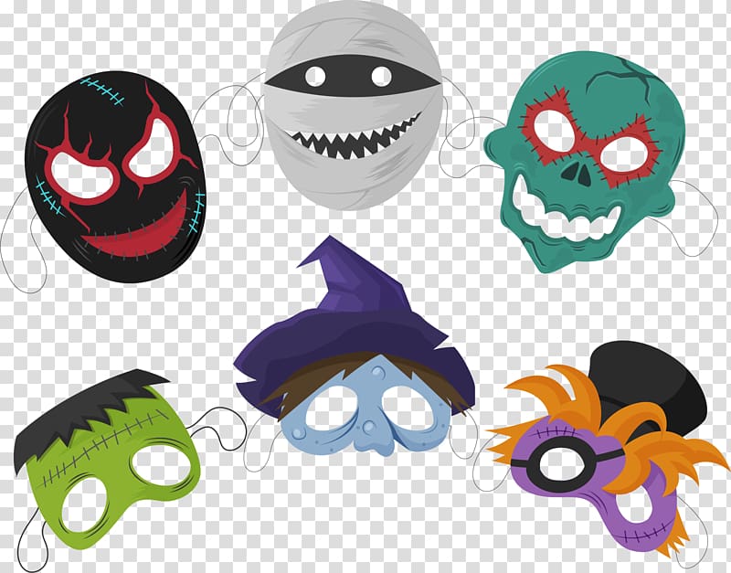 Halloween Mask Euclidean , 6 creative Halloween mask transparent background PNG clipart