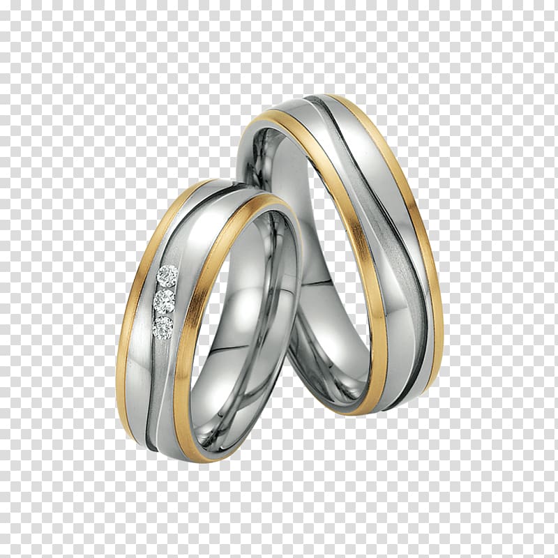 Wedding ring Silver Gold Edelstaal, ring transparent background PNG clipart