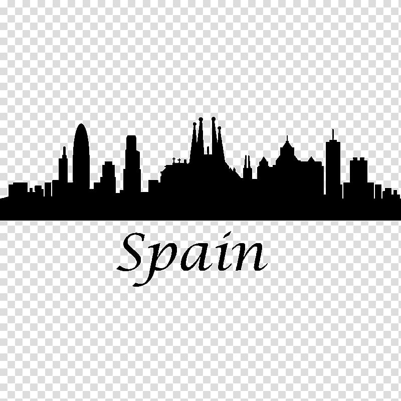 Barcelona Skyline Silhouette, Silhouette transparent background PNG clipart