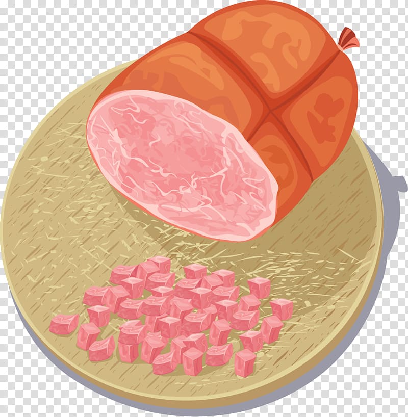 Ham Mortadella Bologna sausage Cortado, painted sausage transparent background PNG clipart