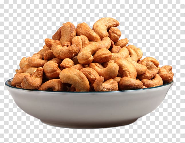 cashew nuts on round white ceramic bowl, Cashew Walnut Baking Dried fruit, White bowl of Yao Sang Kee salt baked cashew transparent background PNG clipart