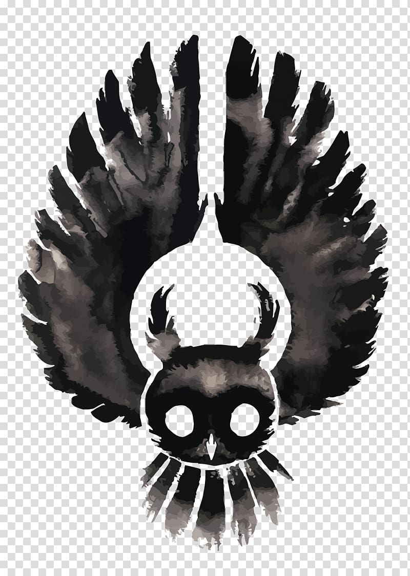 black owl illustration, Owl Ink, dark black owl transparent background PNG clipart