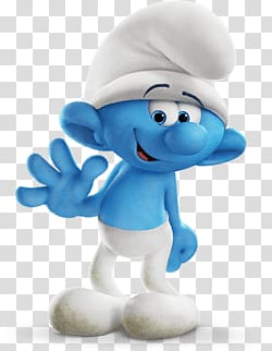 Smurf illustration, Clumsy Smurf Waving transparent background PNG clipart