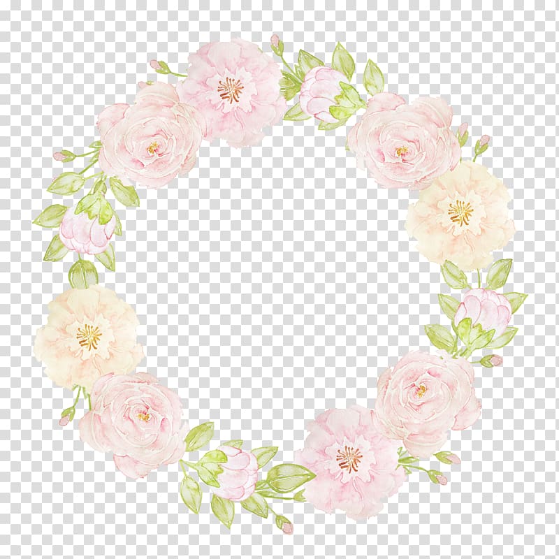 pink, white, and green flowers illustration, Floral design Flower Watercolor painting Garland , Hand-painted garlands transparent background PNG clipart