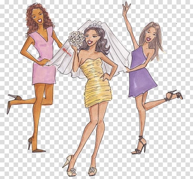 Bride Cartoon Wedding, Bridesmaids transparent background PNG clipart