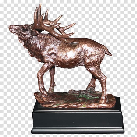 Bronze sculpture Elk Statue Deer, bronze Trophy transparent background PNG clipart