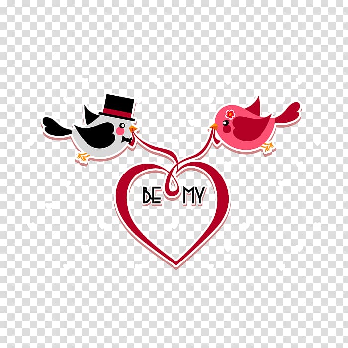 two pink and gray bird illustration, Valentine\'s Day Heart Euclidean , couple love birds transparent background PNG clipart
