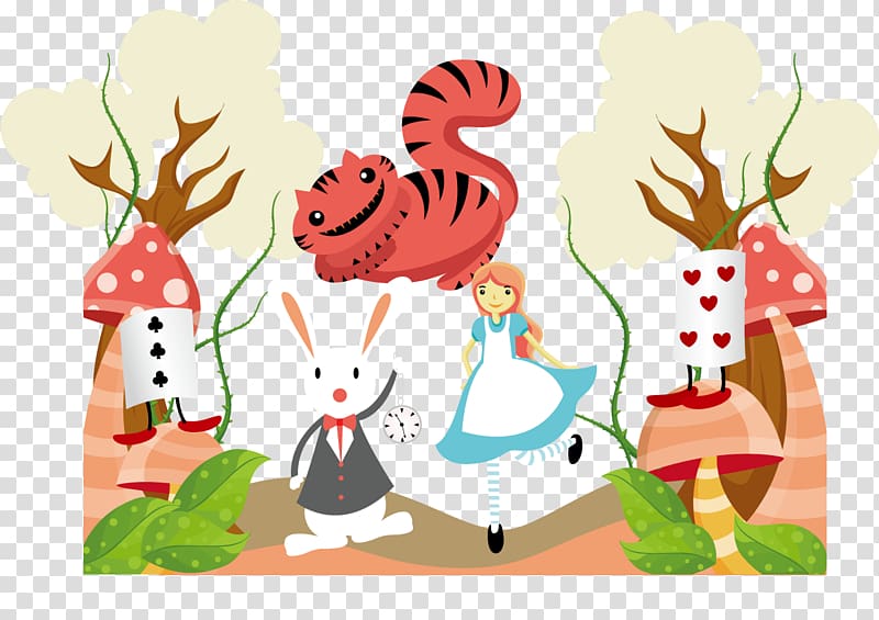 Alices Adventures in Wonderland Cheshire Cat Through the looking-glass., Alice in Wonderland Pack transparent background PNG clipart