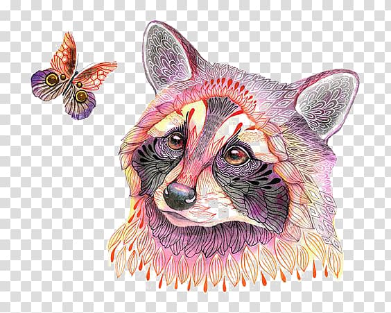 Raccoon Paper Watercolor painting Art Illustration, Cartoon raccoon transparent background PNG clipart