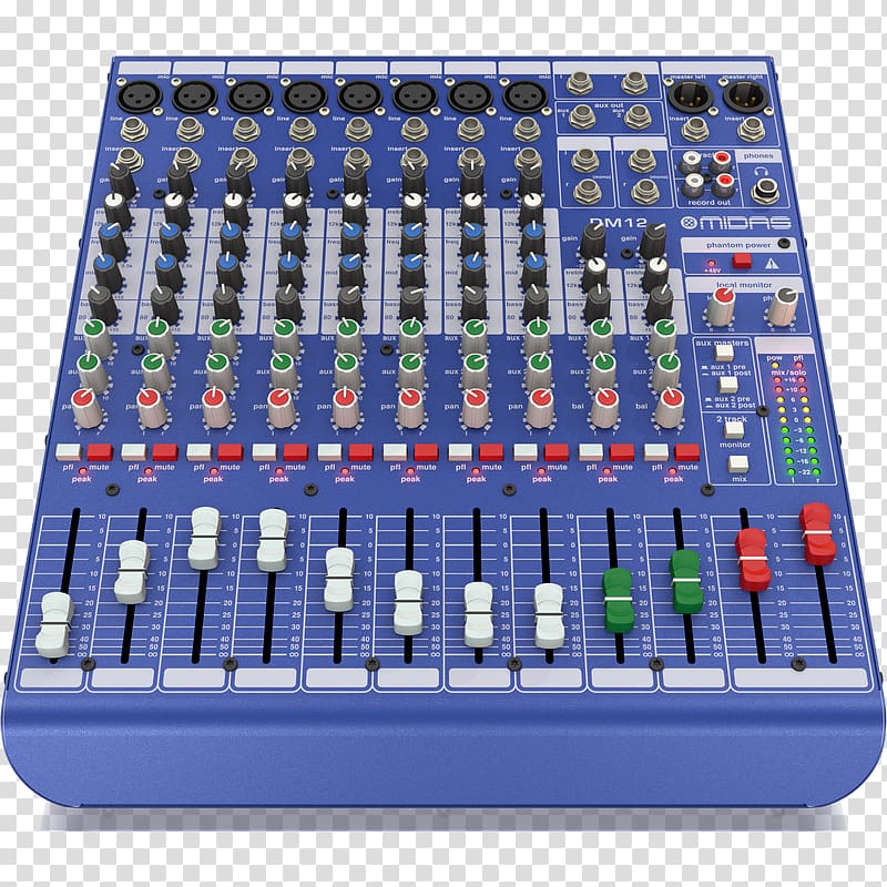 Microphone Audio Mixers Midas Consoles Recording studio Midas DM12, year end clearance sales transparent background PNG clipart