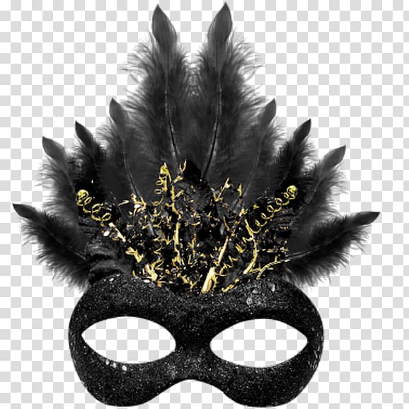 black masquerade, Mask Masquerade ball, 2017 Black feather masks transparent background PNG clipart