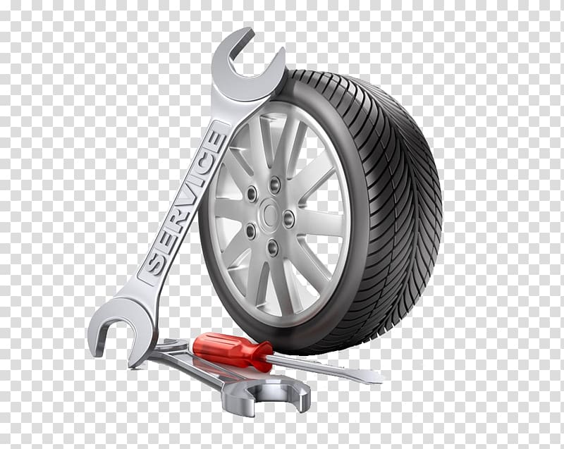 silver and black mechanic service art, Car Motor Vehicle Service Tire Toyota, Repair tires transparent background PNG clipart