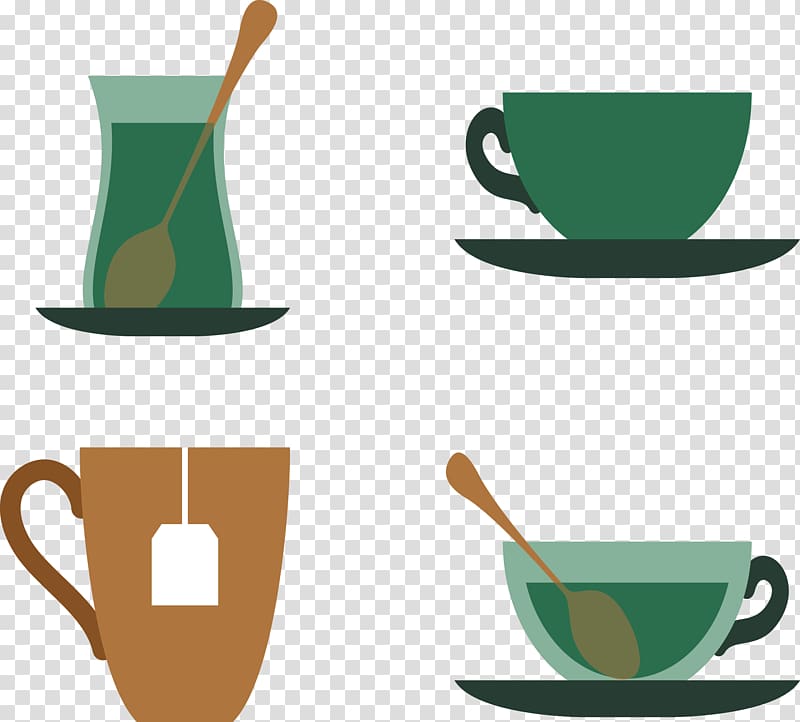 Green tea Teapot Icon, Various cup transparent background PNG clipart