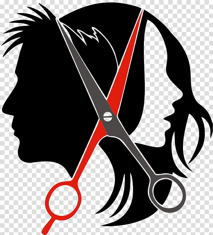 Silhouette of male and female, Logo Hairstyle Beauty Parlour , hairdresser  transparent background PNG clipart | HiClipart