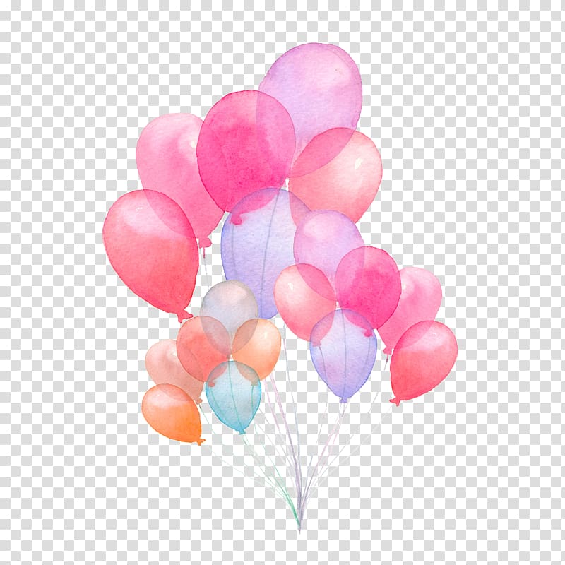 assorted-color aired balloons illustration, Watercolor painting Balloon Drawing, balloon transparent background PNG clipart