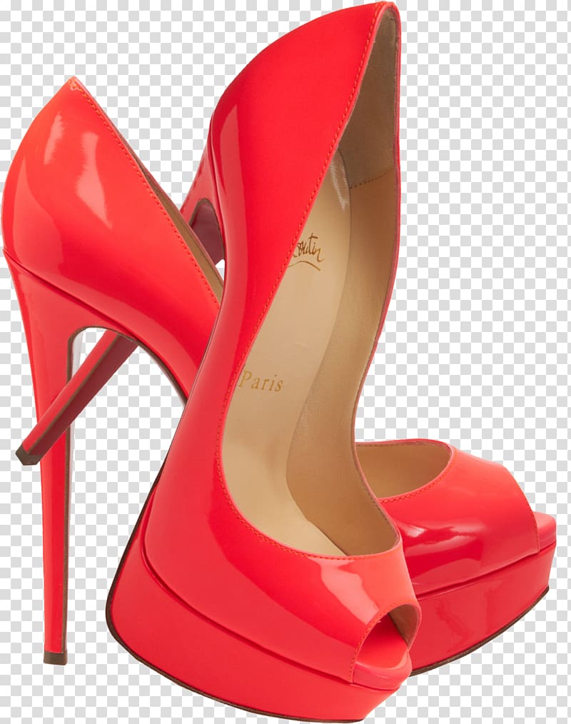 Court shoe Peep-toe shoe Patent leather Red, Louboutin transparent background PNG clipart