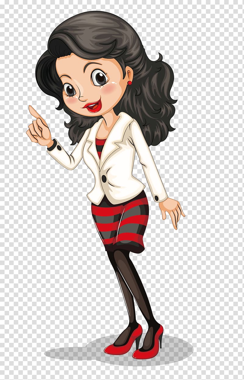 black-haired woman raising right hand , illustration Illustration, Speak the woman transparent background PNG clipart