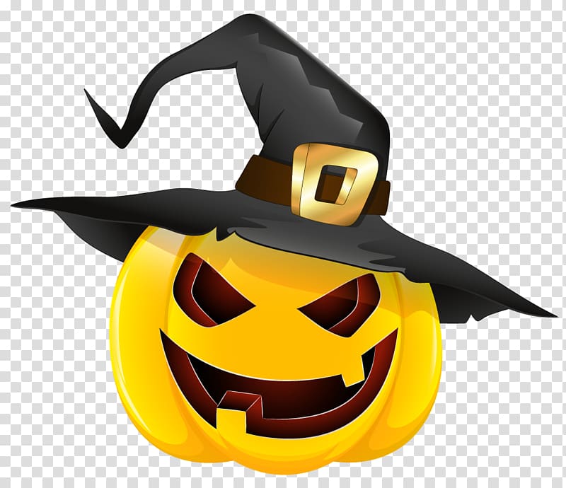 Jack-o'-Lantern illustration, Halloween Pumpkin pie Jack-o\'-lantern, Halloween Evil Pumpkin with Witch Hat transparent background PNG clipart