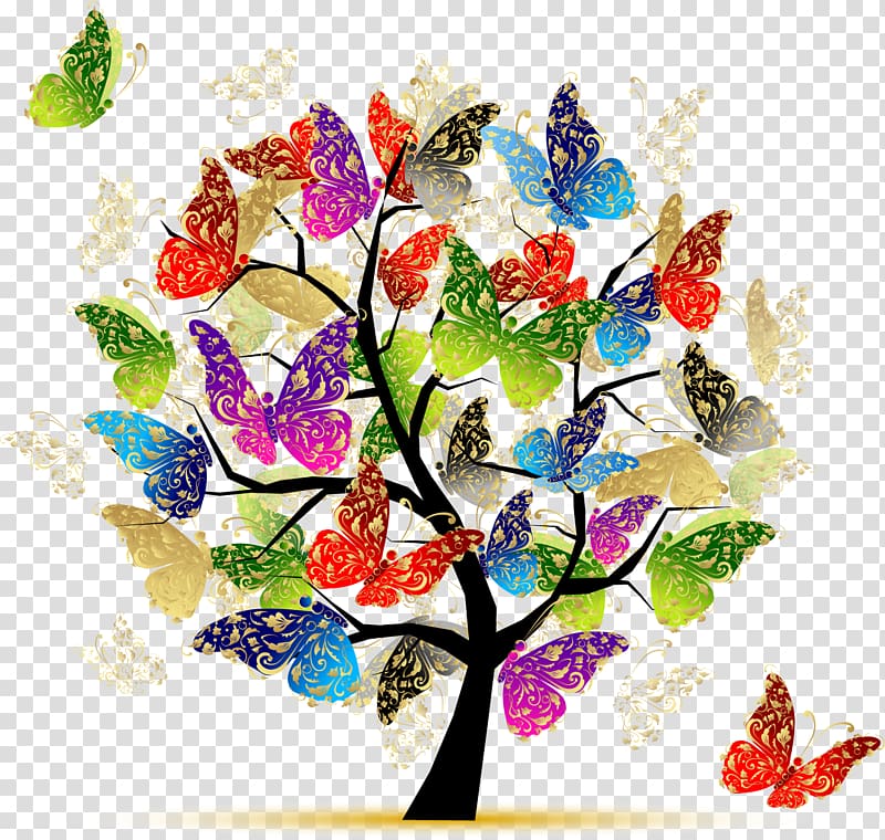 Butterfly Tree Art , illustration daily life transparent background PNG clipart