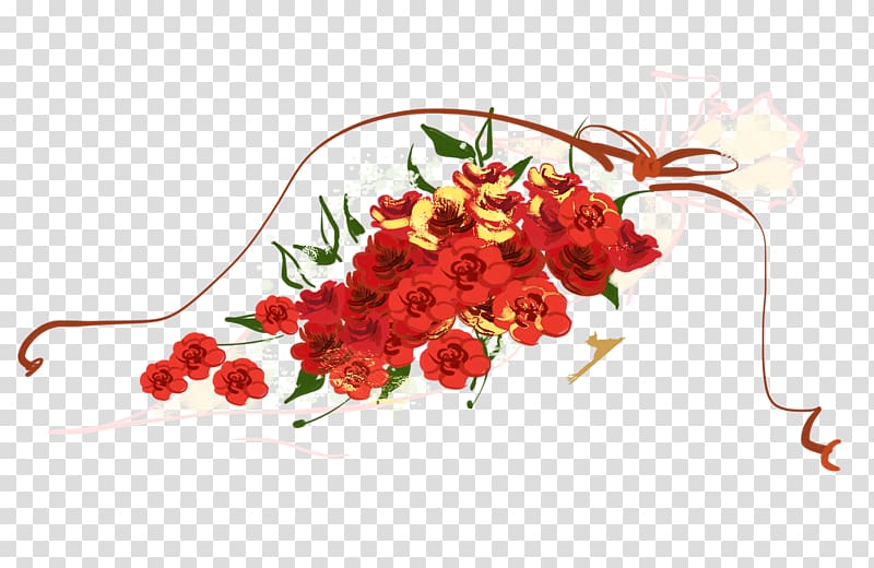 Garden roses Flower Floral design, Creative hand-painted red bouquet transparent background PNG clipart