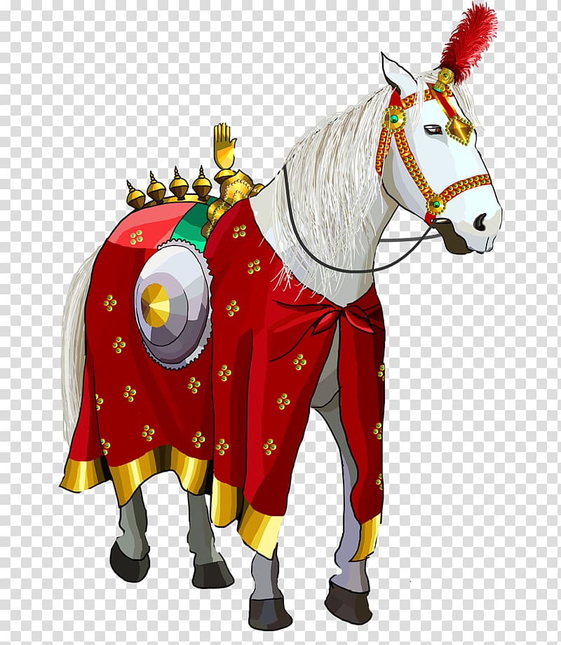white horse with red textile cover illustration, Muharram Battle of Karbala Symbol Zuljanah Horse, muharram transparent background PNG clipart