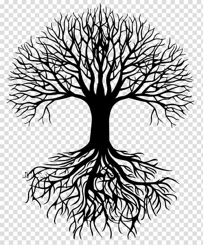 black withered tree illustration, Tree Silhouette Root , vitality transparent background PNG clipart