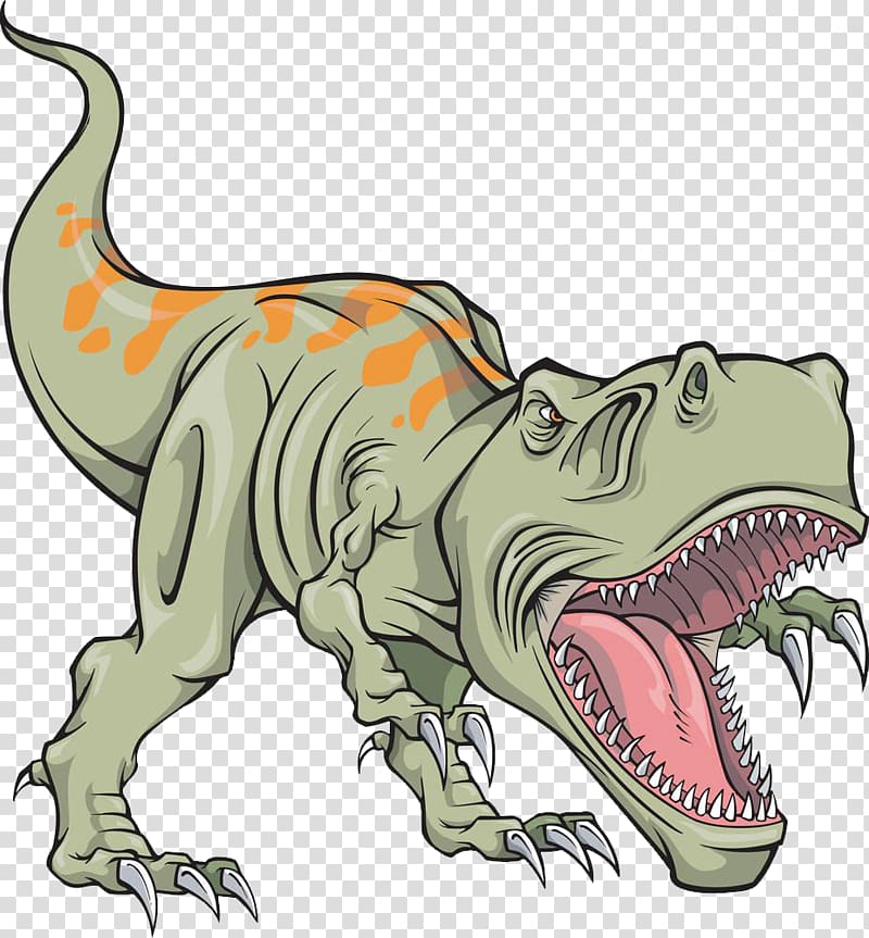 green and orange dinosaur illustration, Dinosaur Triceratops Giganotosaurus Stegosaurus , Painted cartoon dinosaur transparent background PNG clipart