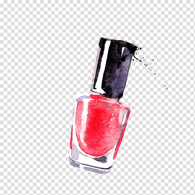 red nail polish bottle watercolor painting, Nail polish Cosmetics Watercolor painting, Drawing Nail Polish transparent background PNG clipart