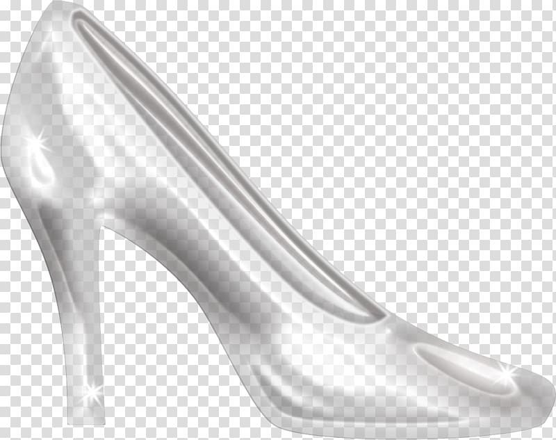 unpaired silver stiletoo, Slipper Cinderella High-heeled footwear Shoe, White high heels material free to pull transparent background PNG clipart