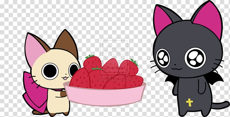 Anime Cat Drawing Chibi Vampire, dine together transparent background PNG clipart