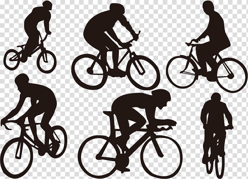 Bicycle Cycling Poster, Rider silhouette figures transparent background PNG clipart