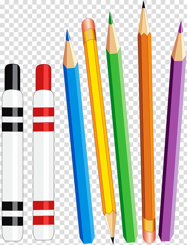 Pencil Tool Learning, Hand-painted cartoon learning tools transparent background PNG clipart