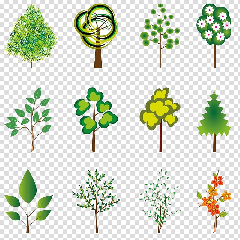 Tree Cartoon Crown, Green tree transparent background PNG clipart