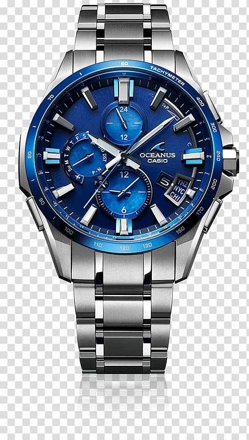 Watch Casio Oceanus Baume et Mercier Blue Clock, watch transparent background PNG clipart
