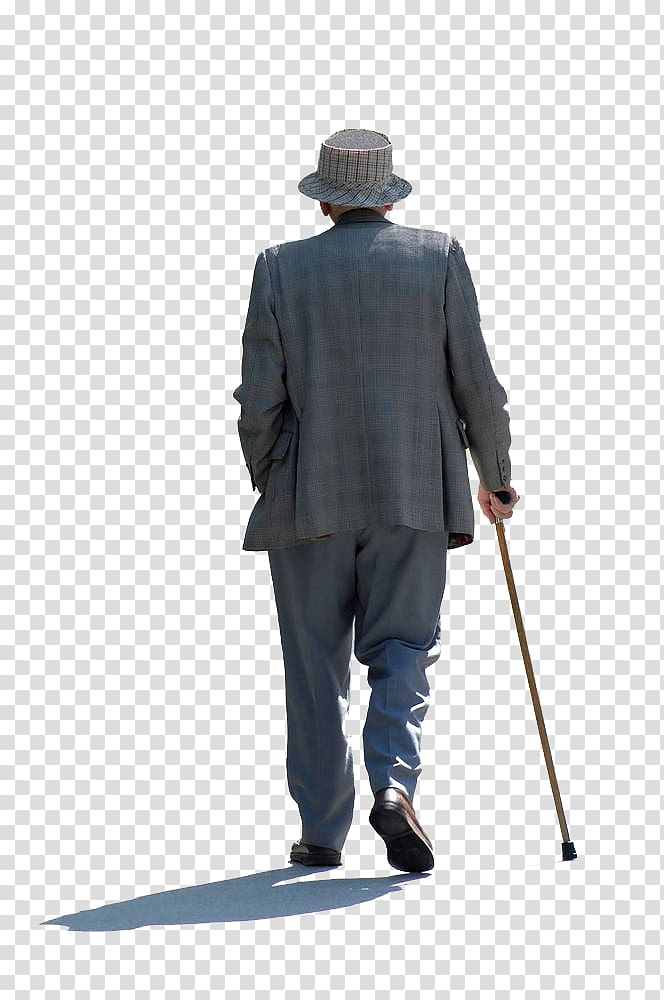 the walking figure of an old man transparent background PNG clipart