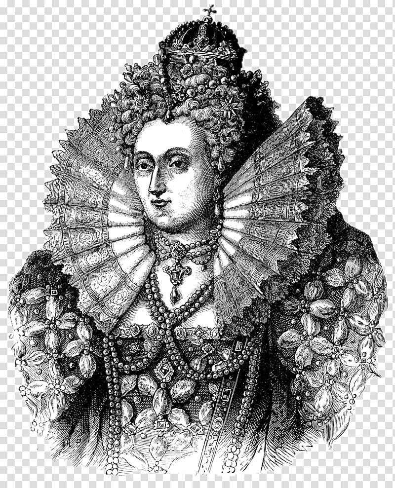 famous female illustration, Queen Elisabeth I England transparent background PNG clipart