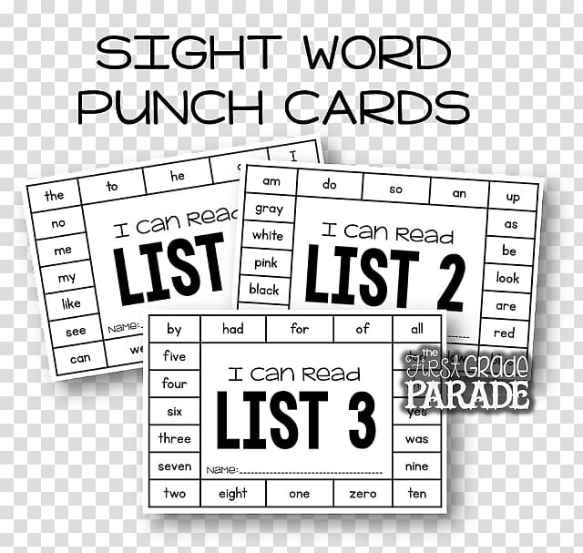 Sight word Dolch word list First grade Word wall, personal card transparent background PNG clipart